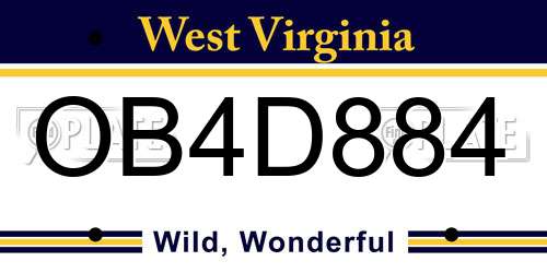 OB4D884 West Virginia License Plate