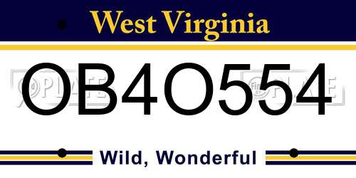 OB4O554 West Virginia License Plate