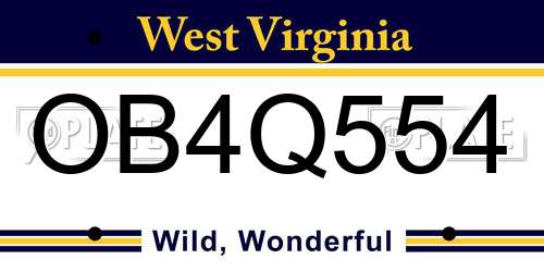 OB4Q554 West Virginia License Plate