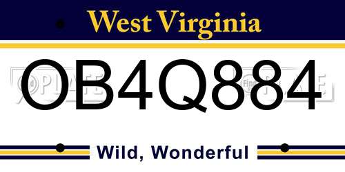 OB4Q884 West Virginia License Plate