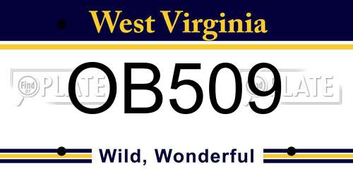 OB509 West Virginia License Plate