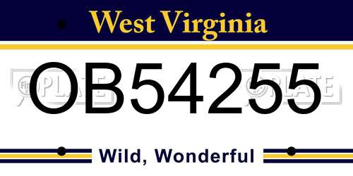 OB54255 West Virginia License Plate