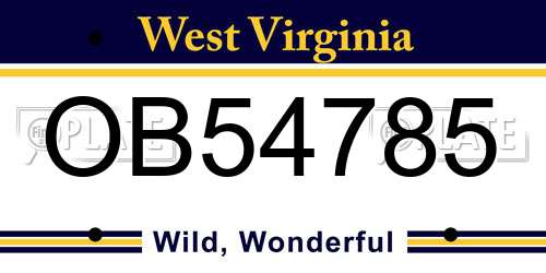 OB54785 West Virginia License Plate
