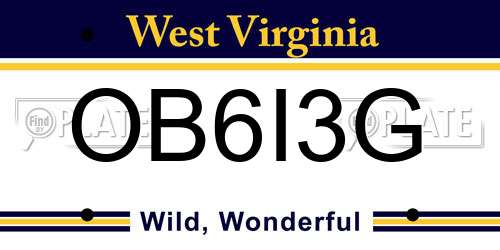 OB6I3G West Virginia License Plate