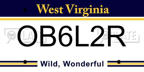 OB6L2R West Virginia License Plate