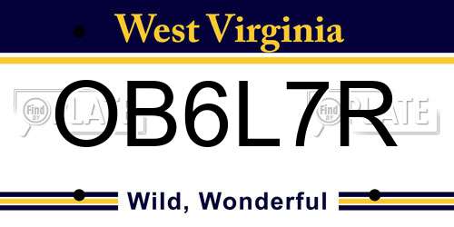 OB6L7R West Virginia License Plate