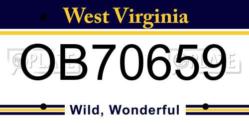 OB70659 West Virginia License Plate