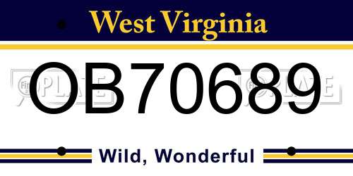 OB70689 West Virginia License Plate