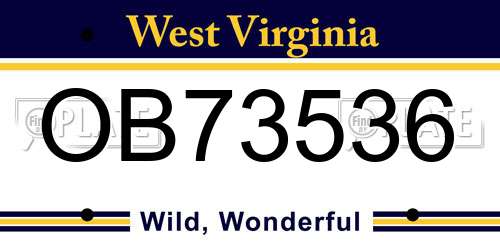OB73536 West Virginia License Plate