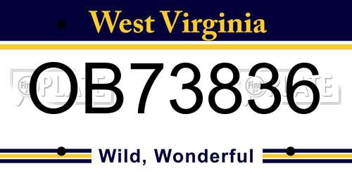 OB73836 West Virginia License Plate