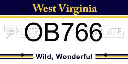 OB766 West Virginia License Plate