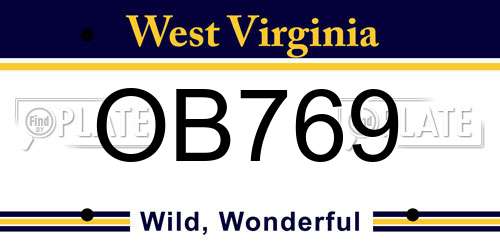 OB769 West Virginia License Plate