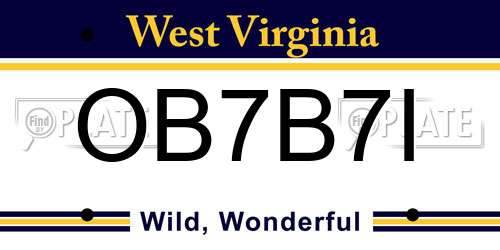 OB7B7I West Virginia License Plate