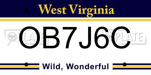 OB7J6C West Virginia License Plate