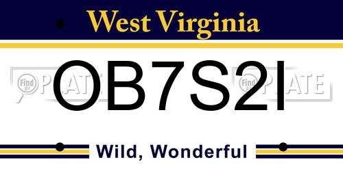 OB7S2I West Virginia License Plate