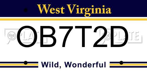 OB7T2D West Virginia License Plate