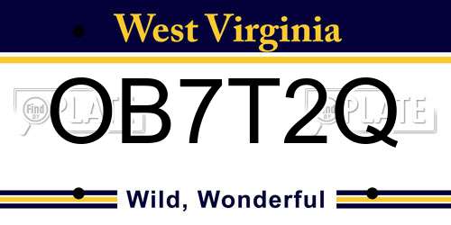 OB7T2Q West Virginia License Plate
