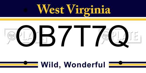 OB7T7Q West Virginia License Plate