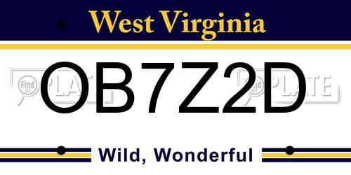 OB7Z2D West Virginia License Plate
