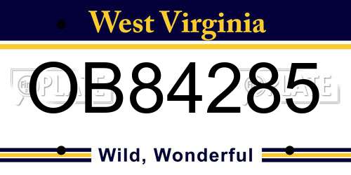 OB84285 West Virginia License Plate