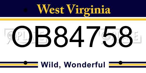 OB84758 West Virginia License Plate