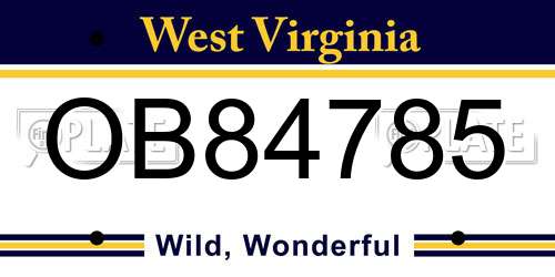 OB84785 West Virginia License Plate