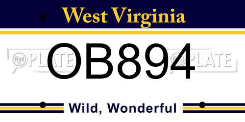 OB894 West Virginia License Plate