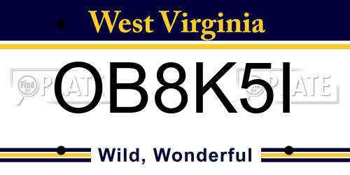 OB8K5I West Virginia License Plate