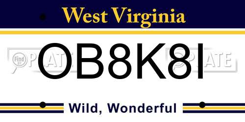 OB8K8I West Virginia License Plate