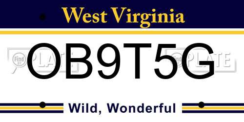 OB9T5G West Virginia License Plate