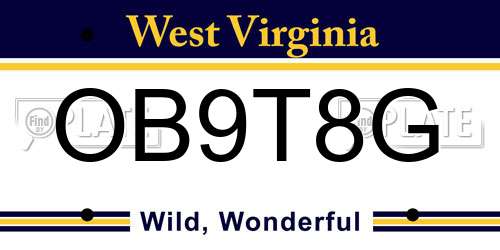 OB9T8G West Virginia License Plate