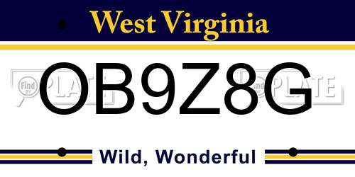 OB9Z8G West Virginia License Plate
