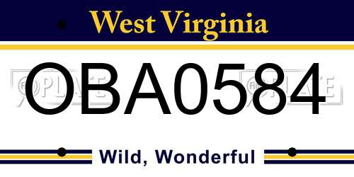 OBA0584 West Virginia License Plate