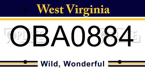 OBA0884 West Virginia License Plate