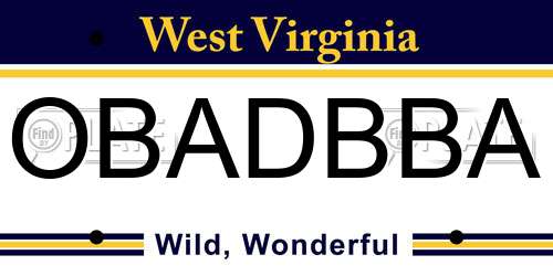 OBADBBA West Virginia License Plate