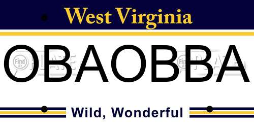 OBAOBBA West Virginia License Plate
