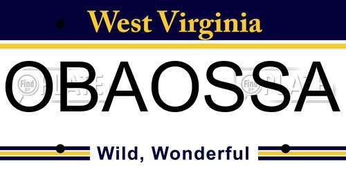 OBAOSSA West Virginia License Plate