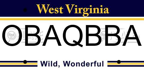 OBAQBBA West Virginia License Plate