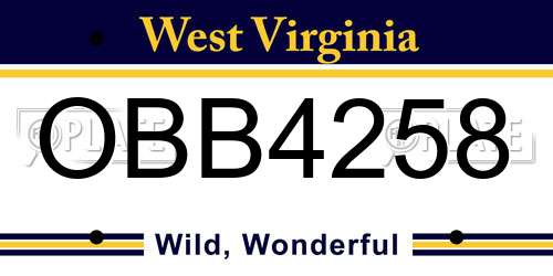 OBB4258 West Virginia License Plate