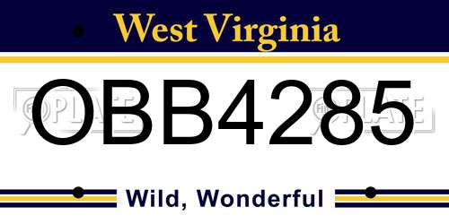 OBB4285 West Virginia License Plate