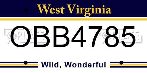 OBB4785 West Virginia License Plate