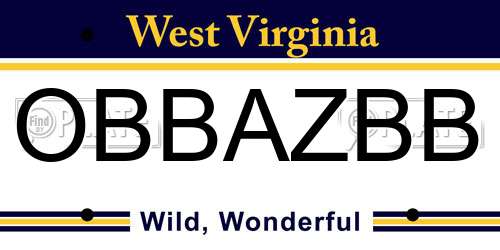OBBAZBB West Virginia License Plate