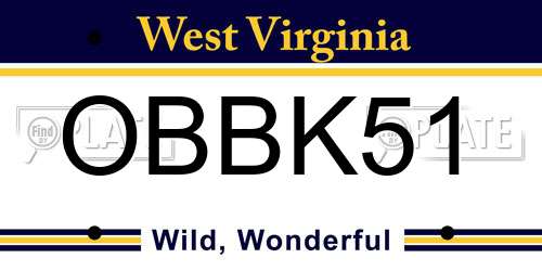 OBBK51 West Virginia License Plate