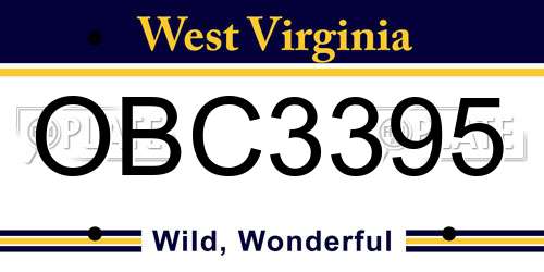 OBC3395 West Virginia License Plate