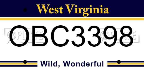 OBC3398 West Virginia License Plate