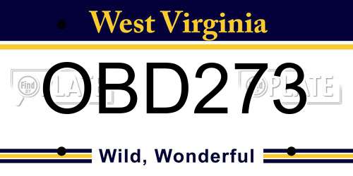 OBD273 West Virginia License Plate
