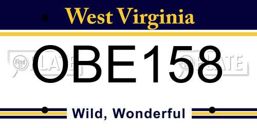 OBE158 West Virginia License Plate