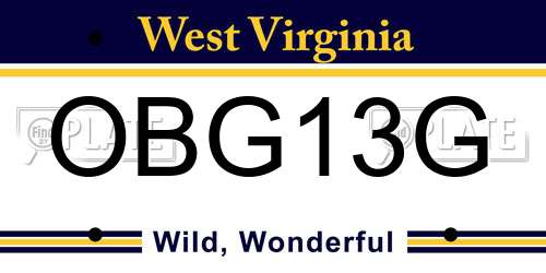 OBG13G West Virginia License Plate