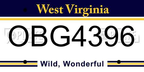 OBG4396 West Virginia License Plate