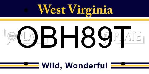 OBH89T West Virginia License Plate